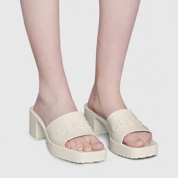 Gucci rubber slides heels sandals